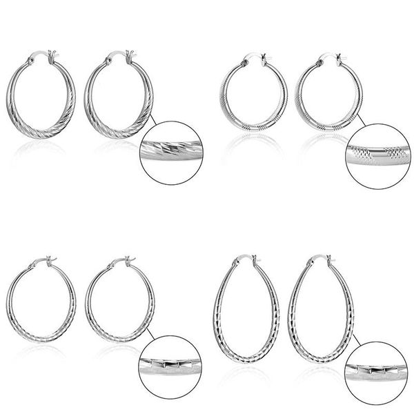 

geometric metal texture big hoop earrings fashion gold silver color alloy circle modern jewelry for women & huggie, Golden;silver