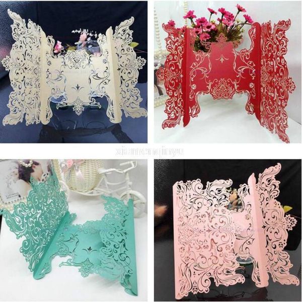 

greeting cards 2021 romantic laser cut hollow wedding party invitation card envelope delicate carved flowers 10 pcs/set 5zsh200