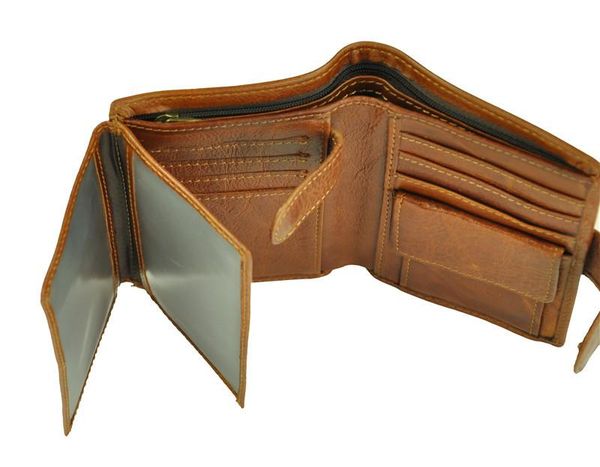 

wallets mens leather wallet short with coin purse retro oil wax, Red;black