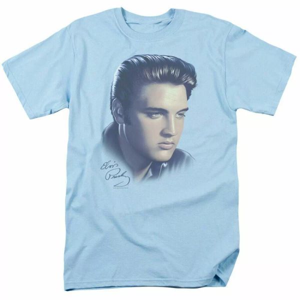 

elvis presley big portrait t shirt mens licensed the king tee light blue, White;black