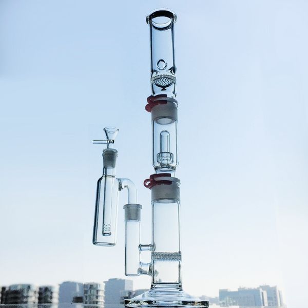 19 inç nargile 3 odalar bir Bong su borusu inşa plastik KECK Cam Bongs 18mm kadın buz tutam düz perc yağı dab rig