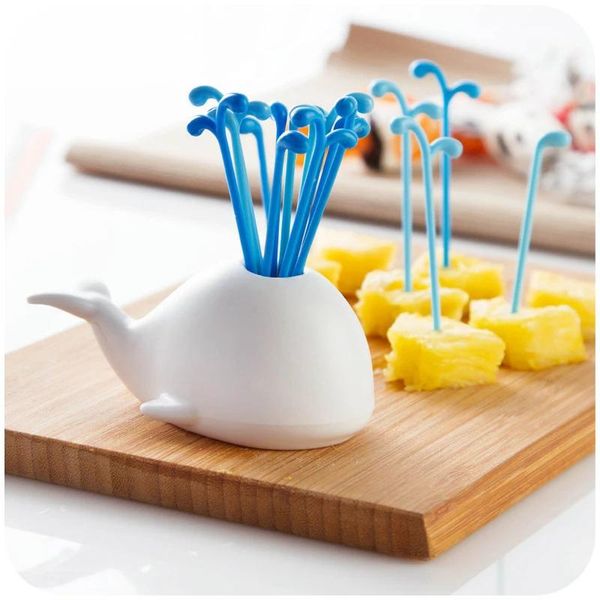 

forks creative lovely whale water spray fruit fork