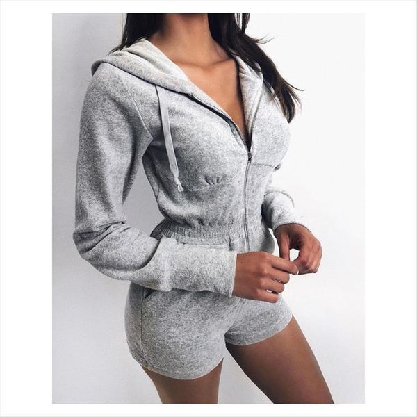 

winter long sleeve hoodies women romper autumn patchwork bodycon playsuits zipper sporty fitness overalls, Black;white