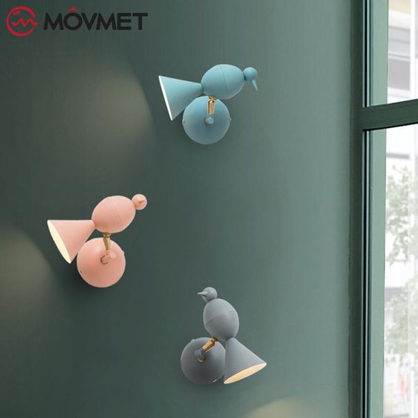 

wall lamp nordic bird led light adjustable sconce children's room kids bedroom study reading fixtures home decor luminaire