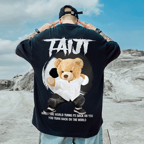 

tai chi bear men's hip-hop t-shirt high-quality comfortable and breathable fashion street daily travel home party, White;black
