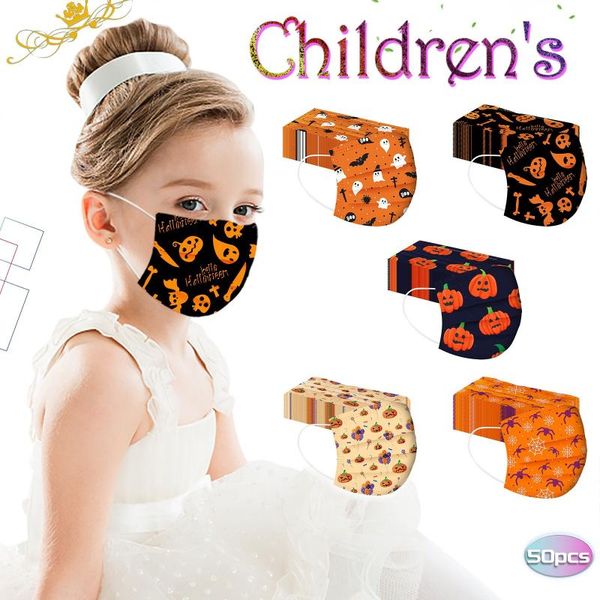 

cycling caps & masks 50pcs kids disposable face mask 3ply ear loop breathable mouth cover outdoor halloween cosplay mascarilla, Black