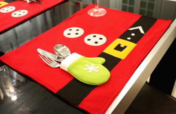 

christmas table mat kitchen ornaments placemats cutlery fork knife decorations for home restaurant party decorations