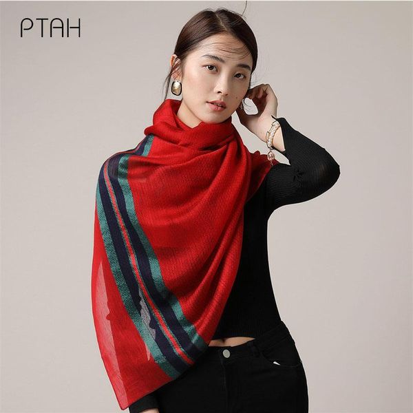 

scarves [ptah] fashion silk scarf for women large shawl mulberry autumn and winter comfortable softer 190*70cm, Blue;gray
