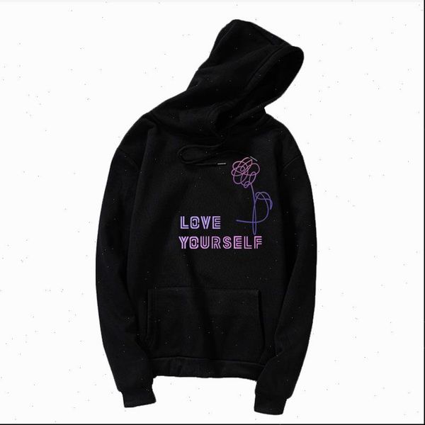

red love yourself font womens sweatshirts hoody kpop casual harajuku, Black