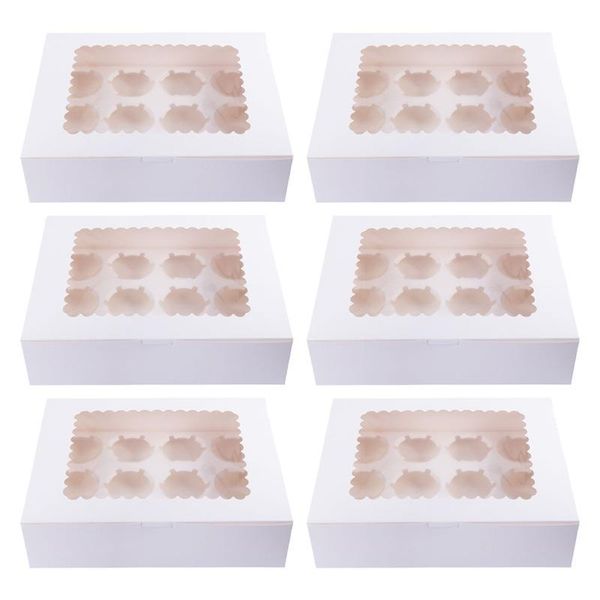 

gift wrap 6pcs packaging boxes cupcake storage cake container muffin box packing without ribbon