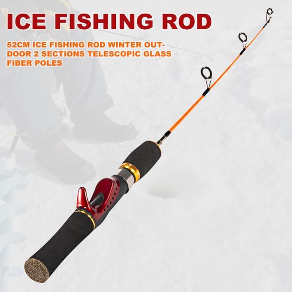 

boat fishing rods 52cm extensible ice rod winter outdoor sport 2 sections glass fiber pole accessories