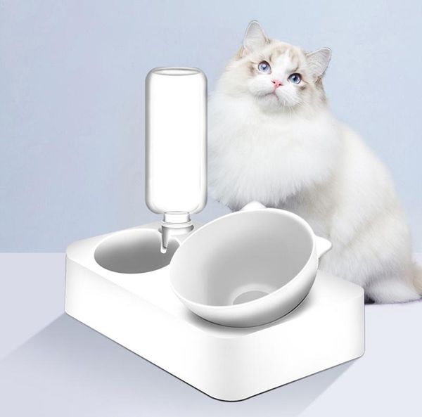 

pet bowl feeder dog cat water double 600ml bottle drinking raised stand dish bowls with dispenser s/l & feeders