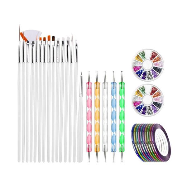 

manicure set of deck brush drill 20 + 2 boxes 10 color coil nail art kits
