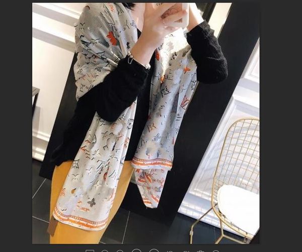 

luxury silk scarf pashmina for women designer ladies summer autumn long scarves neck wrap 180x90cm shawls scarfs dropship, Blue;gray