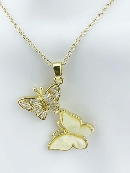 

pendant necklaces 2021 two kinds of butterfly exquisite electroplating necklace women's party gift jewelry, Silver