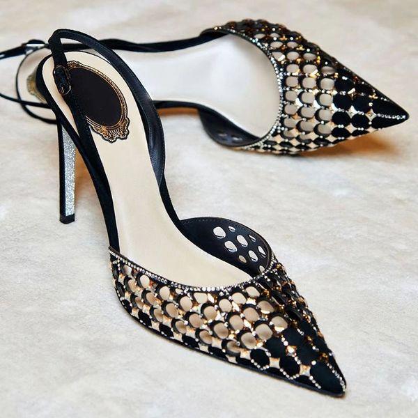 

dress shoes fio lÃ­quido diamante oco para fora sandÃ¡lias verÃ£o nova fÃªmea transparente fino apontado saltos altos 6k2b, Black