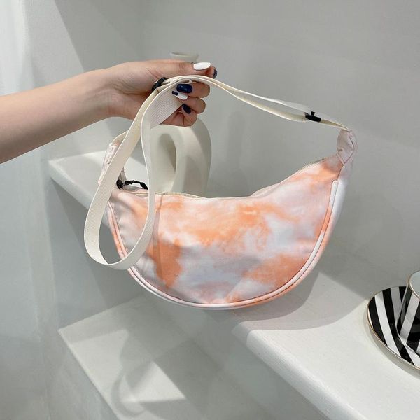 

evening bags women canvas half moon messenger fashion casual female handbag 2021 ladies chic large capacity colorful dumplings