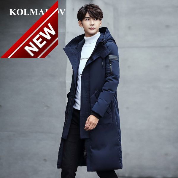 

kolmakov 2018 new winter men's clothes down jackets homme mens feather dress men snowsuit solid long windproof hooded coats 3xl, Black