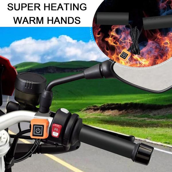

motorcycle electric heated grips pads+heat resistant tape+heat cover heating handle kit motorbike accessories handlebars