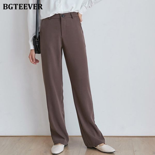 

pants new casual floor-length women suit high waist pockets loose female straight leg pants 2021 spring trousers pantalon j4x0, Black;white