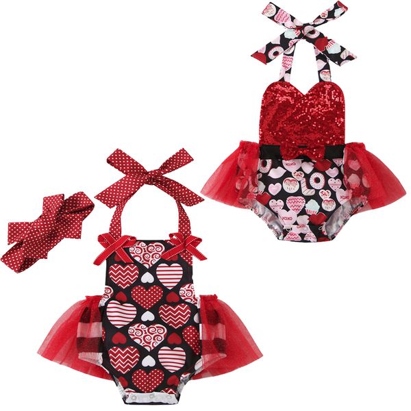 

baby summer clothing newborn baby girl red sleeveless backless sequins halter romper valentines day mesh jumpsuit 0-24m 2021, Blue
