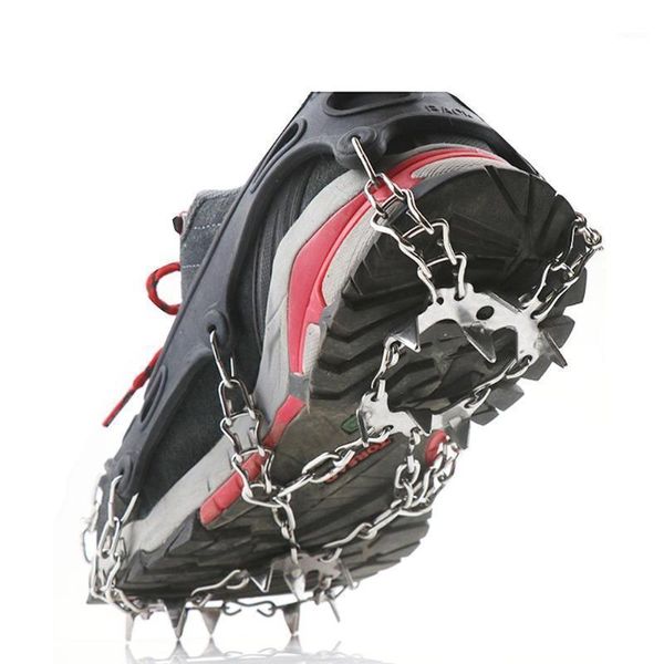 

teeth anti-skid snow ice climbing shoe spikes grips crampons cleats overshoes spike shoes crampon with carry bag cords, slings and webbing1