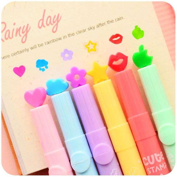 

highlighters 36 pcs/lot nice highlighter color stamp marker pens diy scrapbooking tools zakka stationery canetas escolar school supplies 628, Black;red