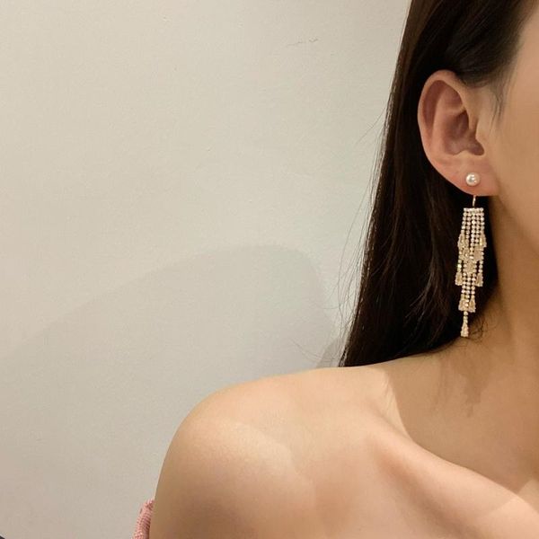 

dangle & chandelier s925 needle trendy jewelry tassel earrings delicate design high qulaity crystal for girl fine accessories, Silver