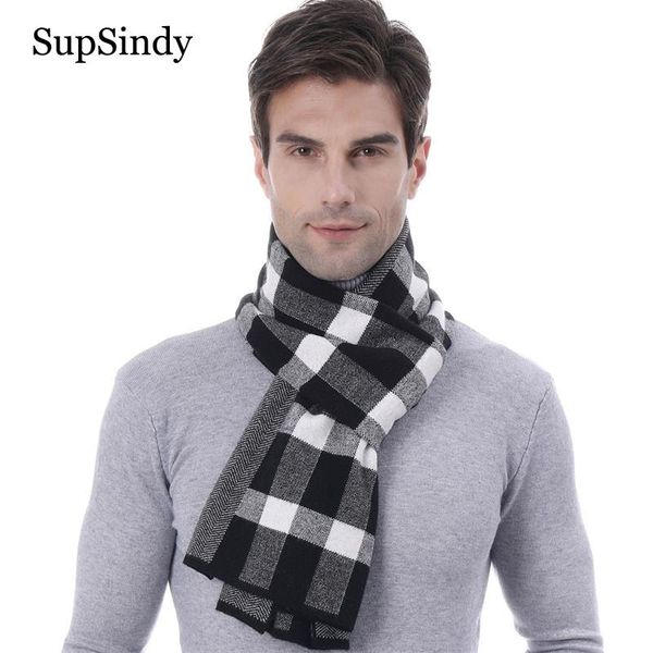 

scarves supsindy winter men scarf fashion wool jacquard knitting vintage plaid long for luxury shawl soft warm cashmere wrap, Blue;gray