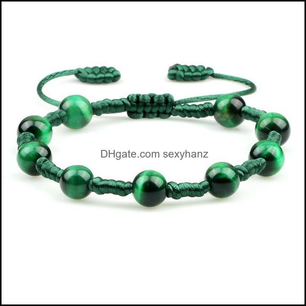 

jewelry beaded, strands handmade chakra beaded bracelet natural green tiger eyes stone bracelets 5 color thread braided wire bangle women yo, Black
