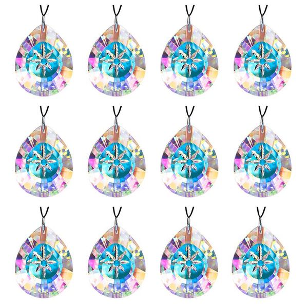 

h&d 12pcs window hanging crystal suncatcher decorations 76mm ab chandelier prisms parts diy accessories rainbow maker home decor garden