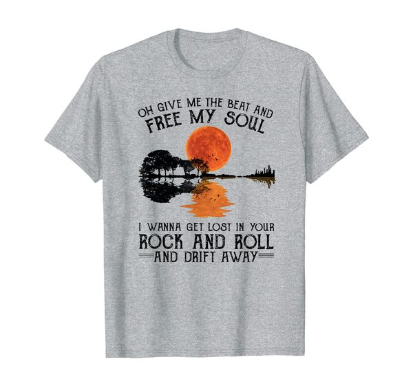 

oh give me the beat and my soul guitar shadow sunset t-shirt, White;black