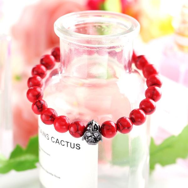 

beaded, strands china red stone beads four color retro helmet natural men and women diy bracelet string beautiful universal gift, Black
