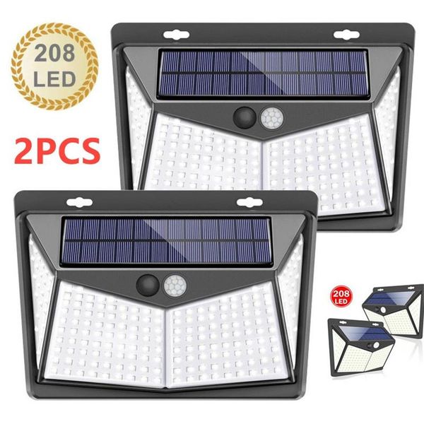 

solar lamps 2pcs led panel garden light human sensor ip65 outdoor automatic adjust brightness street