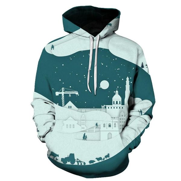 

men's hoodies & sweatshirts cartoon double sided 3d printing pattern hooded sweater print holding a castle hoodie harajuku men and wome, Black