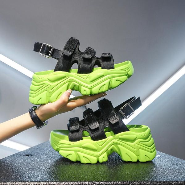 

sandals arrival women 2021 fashion thick bottom buckle strap casual sports beach chunky sandal shoes sandalias, Black