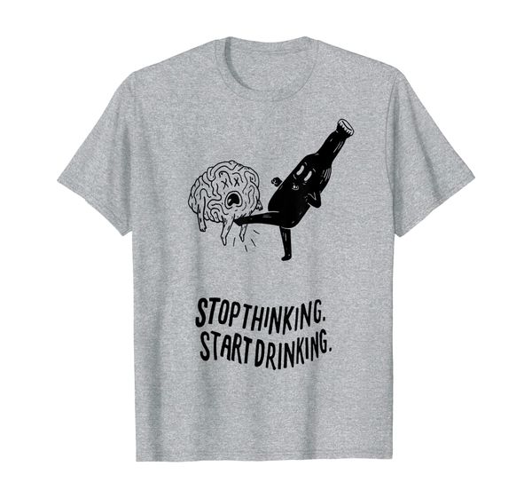 

sthinking start drinking t-shirt, White;black