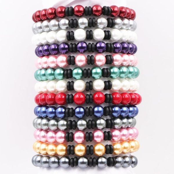 

charm bracelets charms bohemian style simulated pearl beads bangles for women ethnic glass pearls wristband jewelry 7.5"a671, Golden;silver