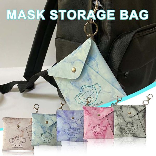 

storage bags fashion mask bag portable leather case face holder dustproof zip pouch pollution-save 2021