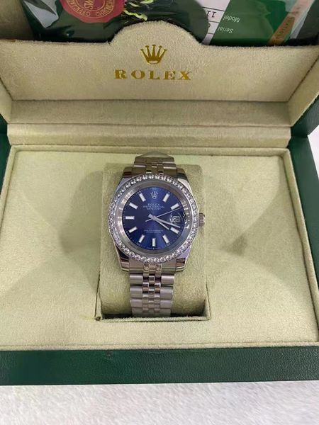 

with original box luxury fashion watches 8k blue diamond dial & bezel 18038 automatic mens men's watch 20288, Slivery;brown