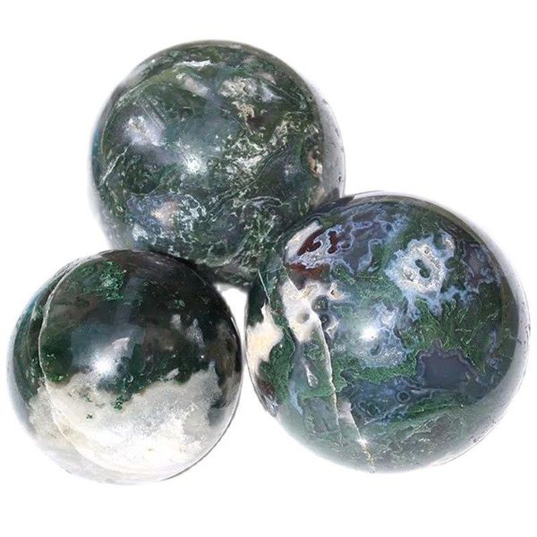 

decorative objects & figurines natural moss agate quartz sphere ball stones crystal reiki healing meditation polished decor