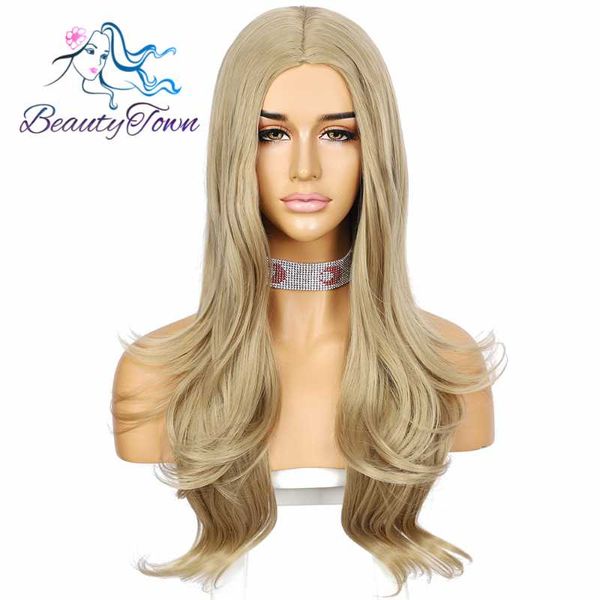 

synthetic wigs beautytown simulated scalp fashion dark golden #24 wig heat resistant hair cosplay party machine made daily women, Black