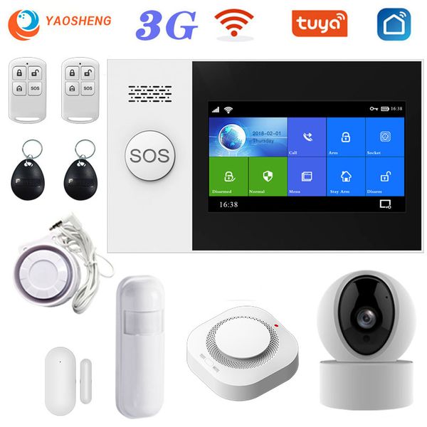 PG107 3G TUYA Sicherheit Alarm System Smartlife App Steuerung Mit IP Kamera Rauchmelder Wifi Wireless Home Smart Alarms kit