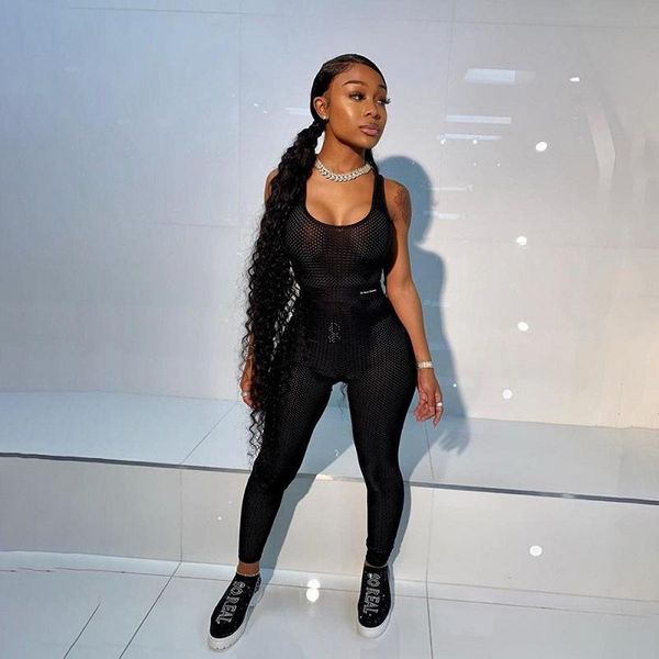 

two piece dress mesh black sports set women tank crop and pencil pants tracksuit outfit 1735460, White