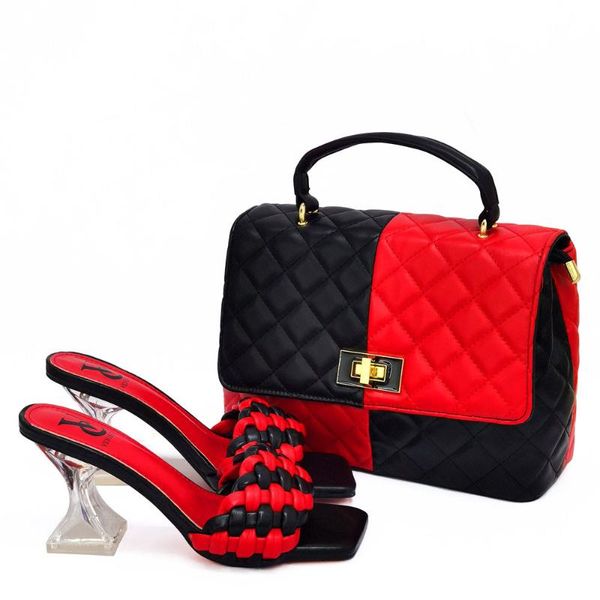 

dress shoes 2021 fashion women plus size 43 high heels ladies italian shoe and bag set for party in, Black