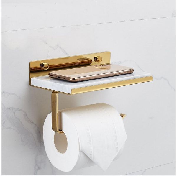 

toilet paper holders natural marble brass bracket roll holder tissue hand tray mobile phone rack