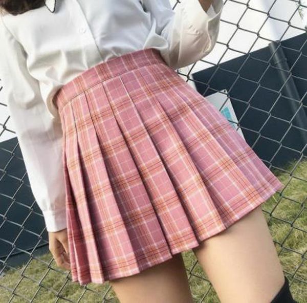 

women mini skirts fashion plaid / pure color girl cheerleading miniskirt college style student pleated japanese uniform skirt, Black