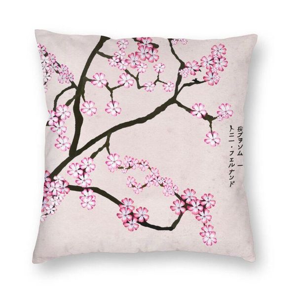

cushion/decorative pillow pink floral cherry blossom cushion cover 45x45cm home decor printing japanese sakura flower throw for living room