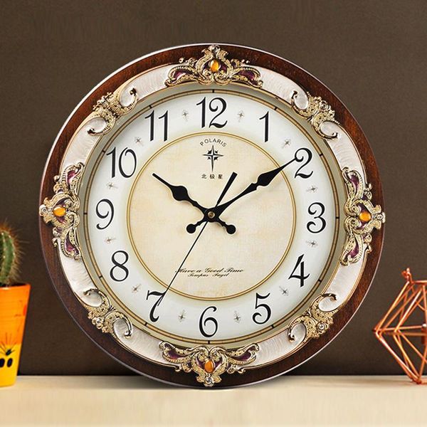

wall clocks 3d large clock vintage living room wood european style silent creative loft relogio de parede home decor