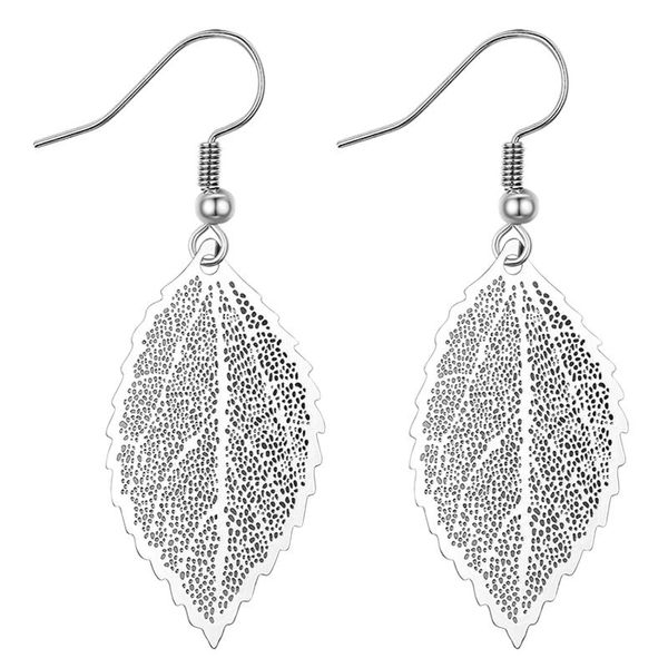 

vintage simple dangle leaf drop earrings for women long statement jewelry gift accessories pendientes hoop & huggie, Golden;silver